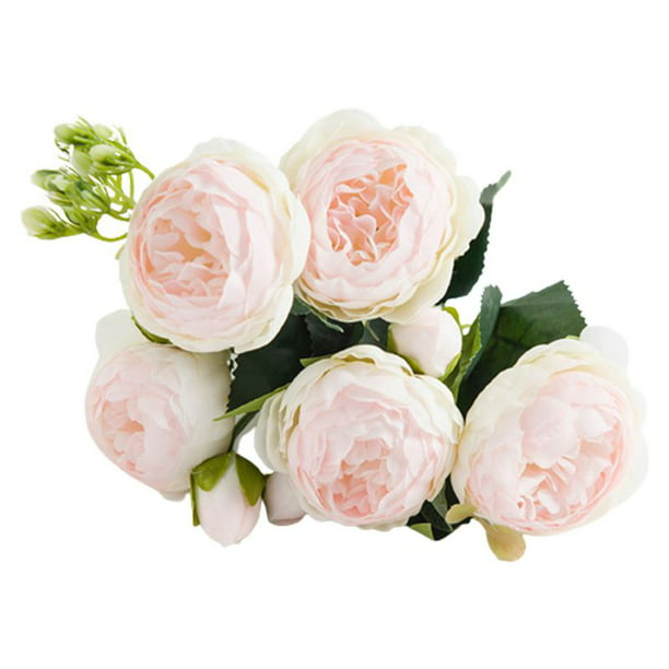 9 Heads Artificial Flowers Silk Peony Bouquet Fake Rose Wedding Home Party Decor